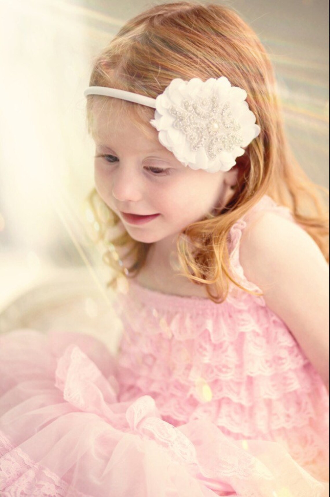 Flower Girl Headband Rhinestone Headband Ivory Headband Etsy