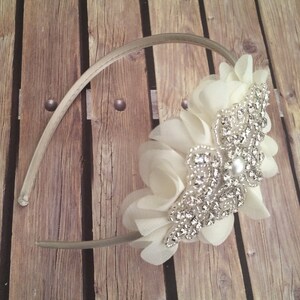 Flower girl headband, Rhinestone headband, ivory headband,  wedding headband, dressy headband, formal headband, baby headband, flower girl