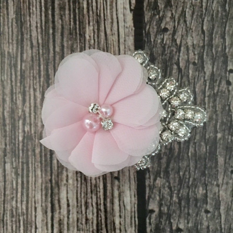 Baby Pink Hair Clip Flower Girl Hair Clip Rhinestone Hair Etsy