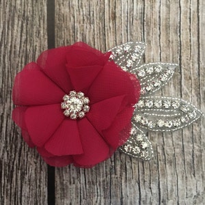 Fuchsia hair clip, rhinestone hair clip, flower girl hair clip, wedding hair clip, hair clip, bling clip, rhinestone clip, flower girl clip