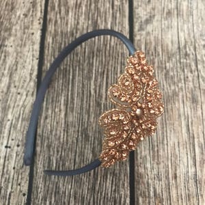 Rhinestone headband, charcoal headband, flower girl headband, wedding headband, dressy headband, formal headband, halo, baby headband,