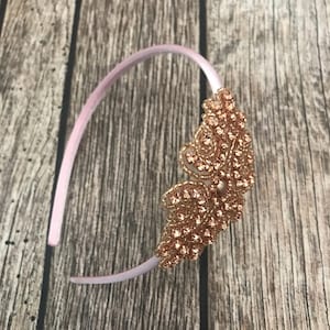 Rhinestone headband, light pink headband, blush headband, flower girl headband, wedding headband, dressy headband, formal headband, halo, ba