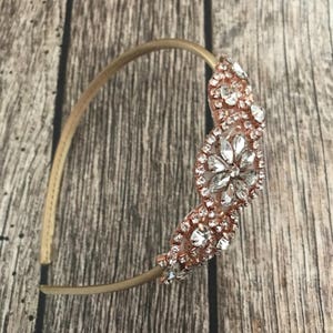 Rhinestone headband, gold headband, flower girl headband, wedding headband, dressy headband, formal headband, rose gold headband,
