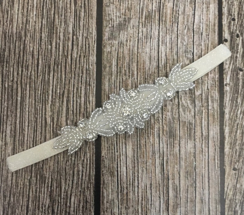 formal headband halo dressy headband flower girl headband wedding headband Rhinestone headband baby headband, ivory headband
