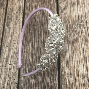 Rhinestone headband, lavender headband, flower girl headband, wedding headband, dressy headband, formal headband, halo, baby headband,