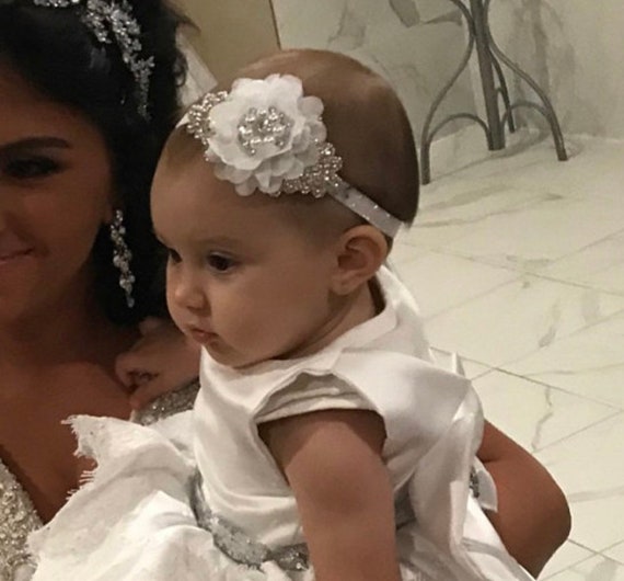 formal headband halo dressy headband flower girl headband wedding headband Rhinestone headband baby headband, ivory headband