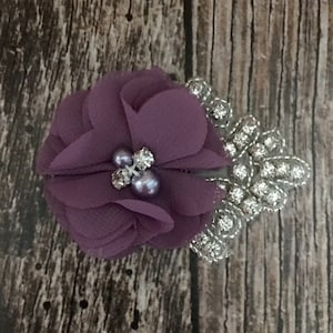 Amethyst hair clip, flower girl hair clip, rhinestone hair clip, flower hair clip, alligator clip, wedding clip