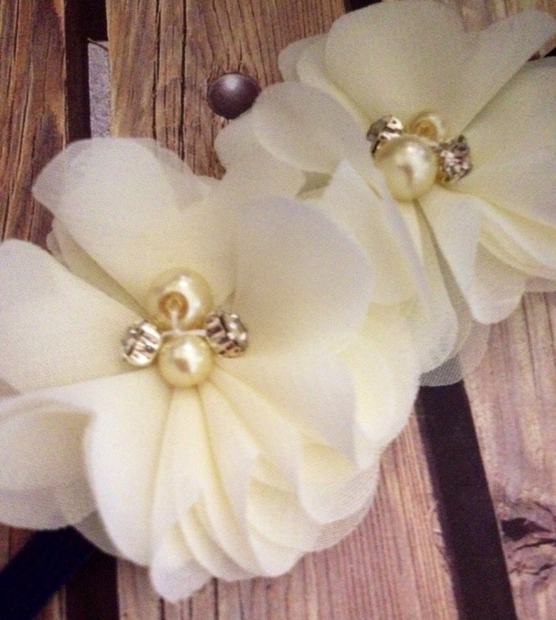 ivory headband flower girl headband halo pearl headband Navy and ivory headband navy headband vintage headband floral headband