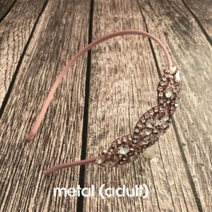 Rose gold headband, Rhinestone headband, blush headband, dusty rose  headband, flower girl headband, wedding headband, dressy headband,