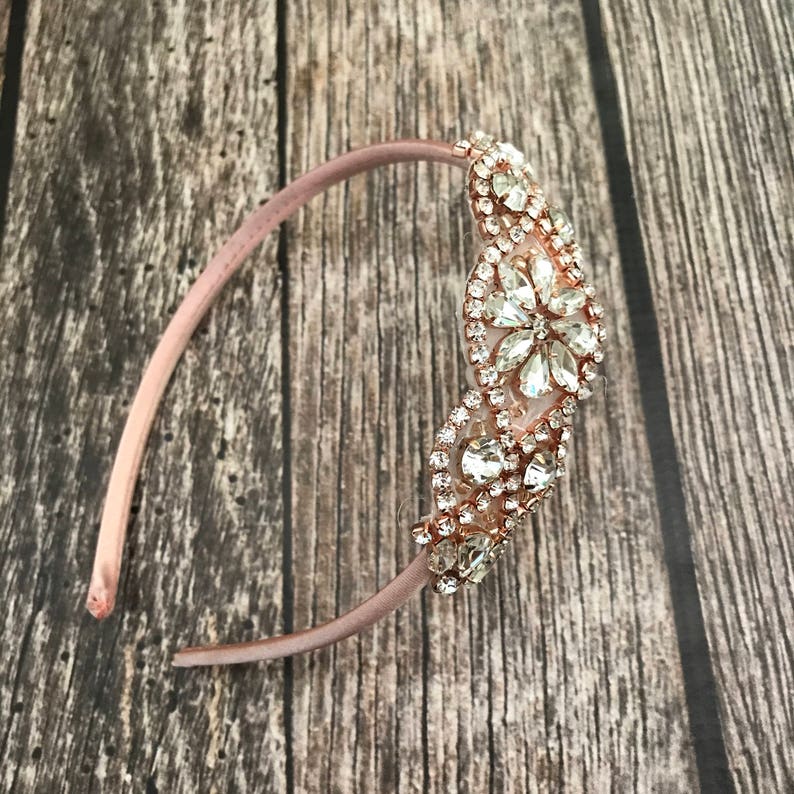 ROSE GLD METALLIC HEADBAND W/GUNMETAL CRSTL&PRL main image 0