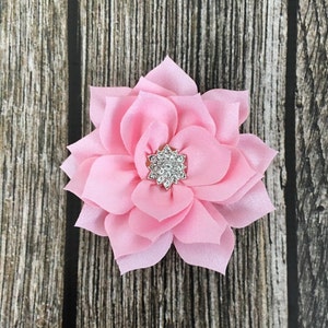 Pink hair clip, flower girl hair clip, rhinestone hair clip, flower hair clip, alligator clip, wedding clip