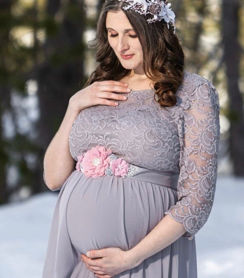 Dusty pink and grey maternity sash maternity sash baby Etsy