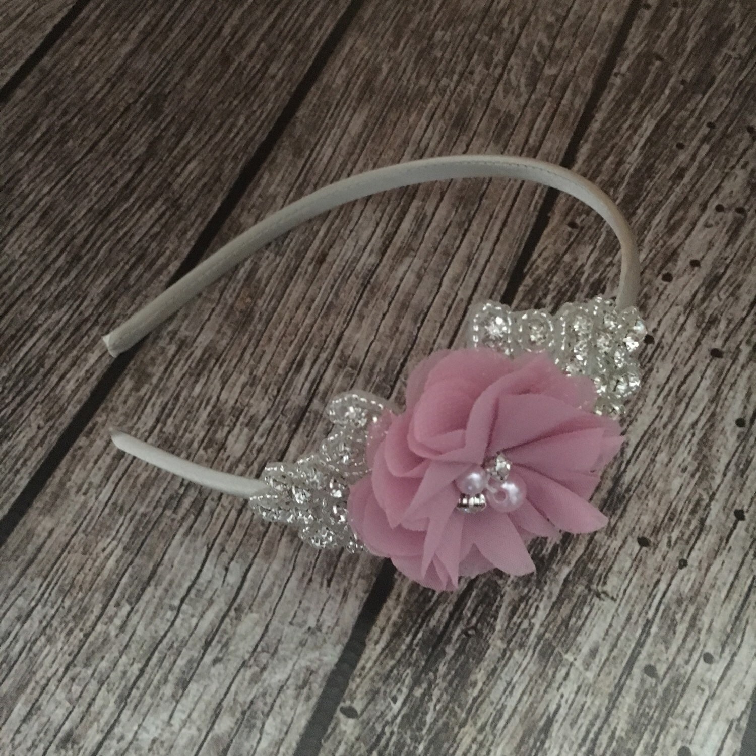 Rhinestone Headband Pink Headband Pearl Headband Flower Etsy