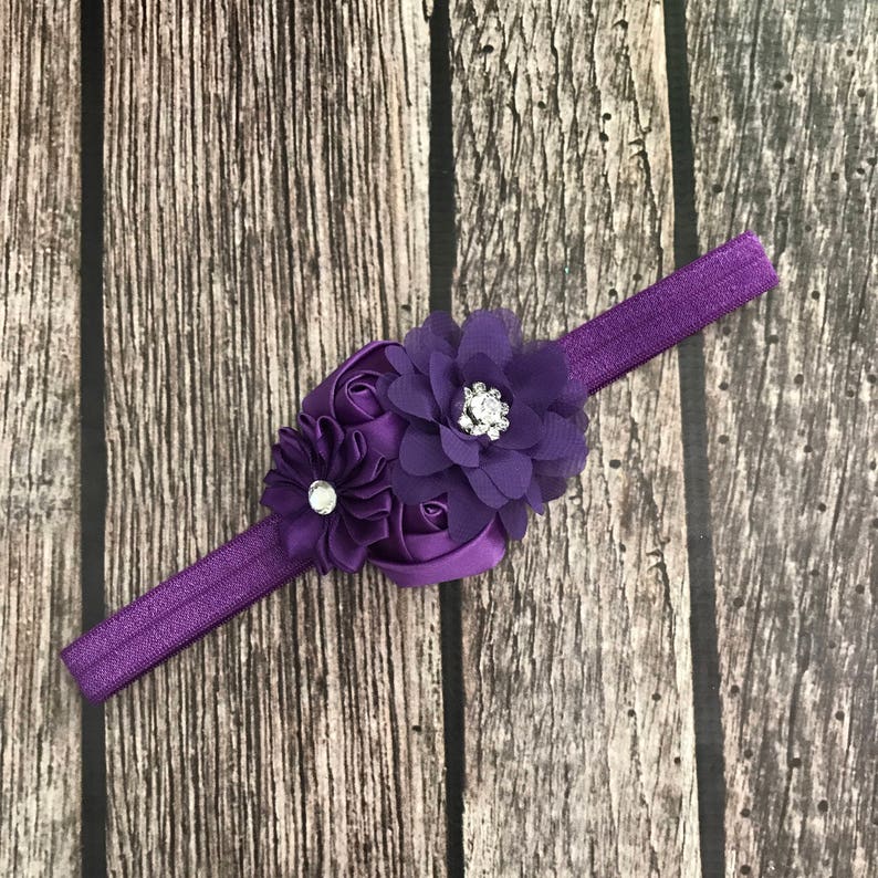 Purple Headband Purple Rhinestone Headband Flower Girl Etsy