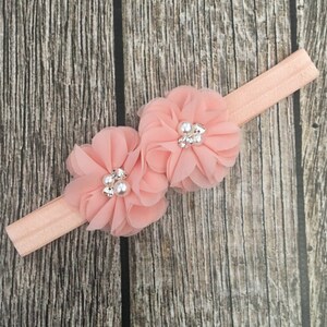 Sophia headband, peach headband, flower girl headband, flower girl, vintage headband, halo, orange headband, coral flower headband, chiffon