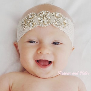 Flower girl headband, Rhinestone headband, silver gold headband, wedding headband, dressy headband, formal headband, lace headband, flower