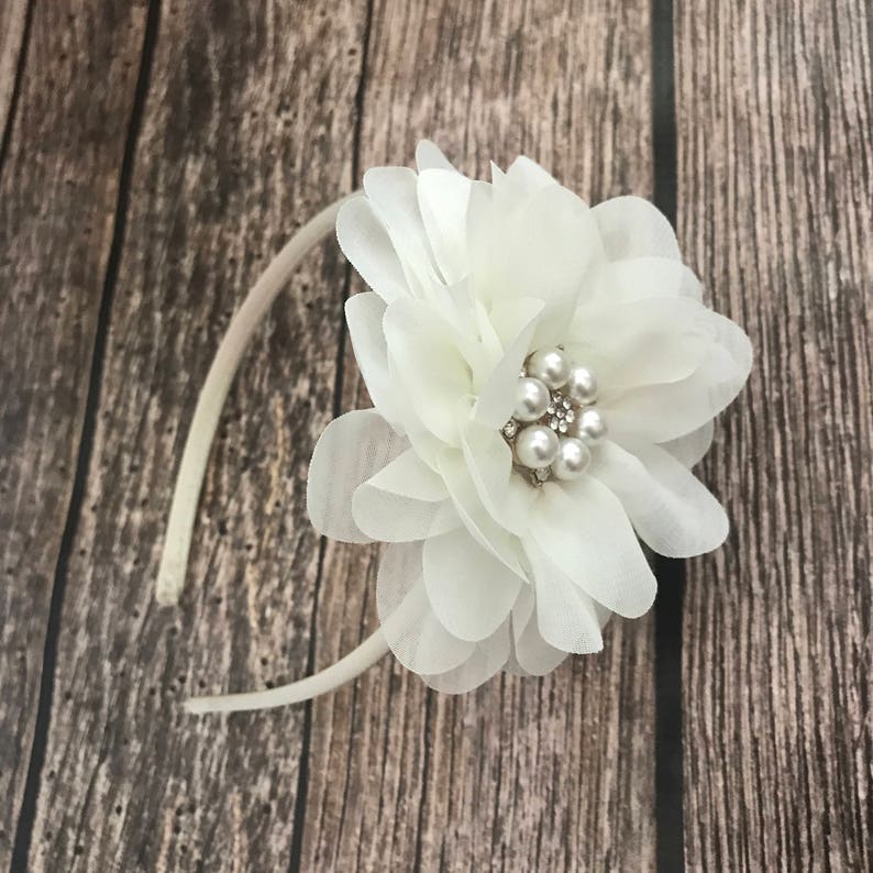 Ivory Headband Flower Girl Headband Flower Girl Wedding Etsy