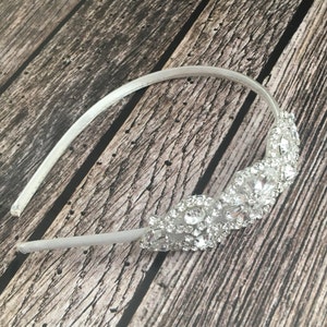 Flower girl headband, Rhinestone headband, ivory headband, wedding headband, dressy headband, formal headband, halo, baby headband,