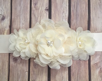 Maternity sash, ivory maternity sash, baby shower sash, photo prop, photo prop sash, pregnancy sash, white sash, simple maternity sash,