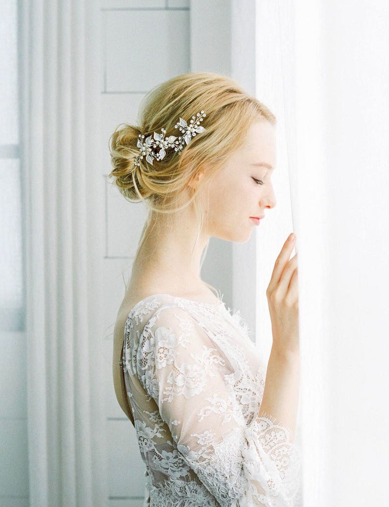 Rose Gold Pins Flower Hair Pin Pearl Hair Pin Babies Etsy