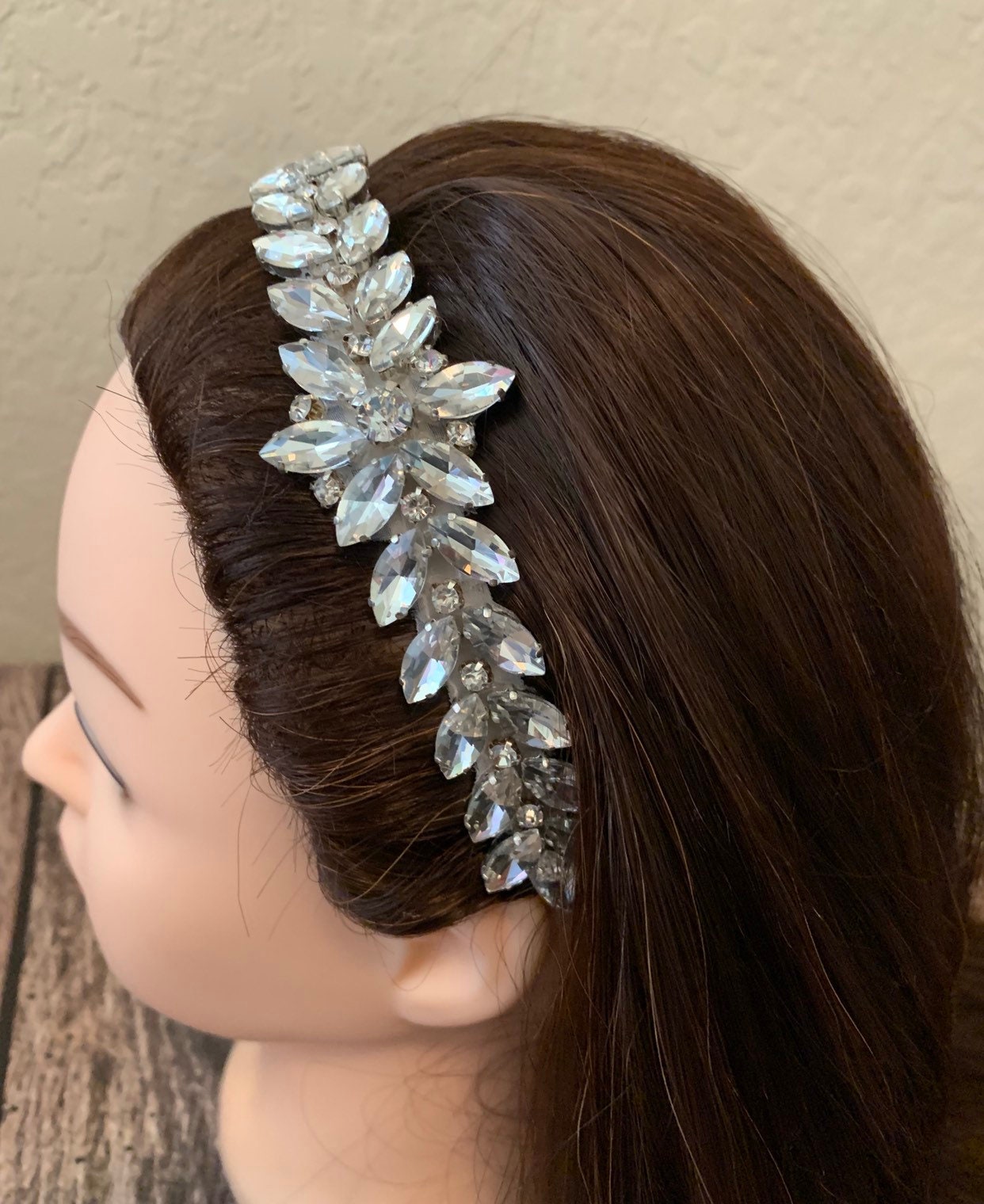 Rhinestone Headband Dressy Headband Flower Girl Headband Etsy