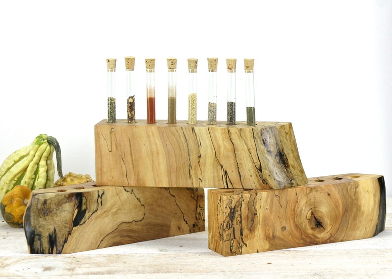 Test Tube Spice Rack Salvaged Live Edge Spalted Maple