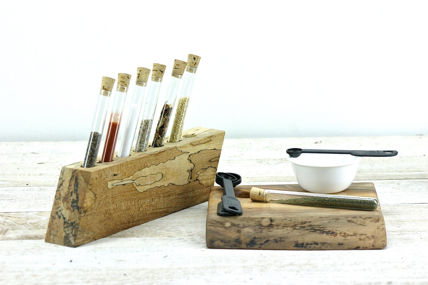 Test Tube Spice Rack Salvaged Live Edge Spalted Maple Etsy