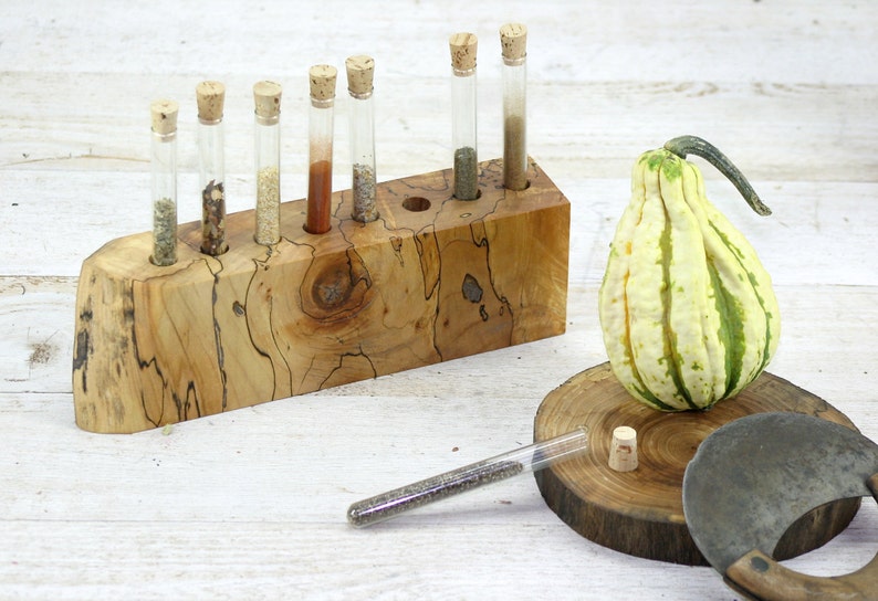 Test Tube Spice Rack Salvaged Live Edge Spalted Maple