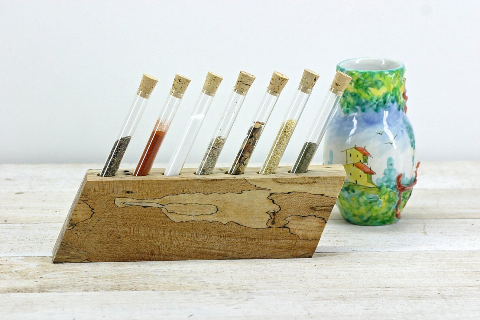Test Tube Spice Rack Salvaged Live Edge Spalted Maple Etsy