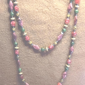 Long glass beaded necklace