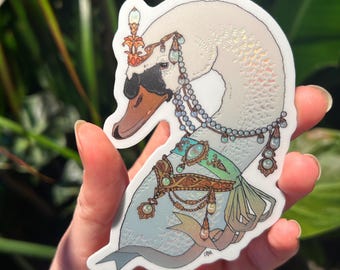 Jeweled Swan Sticker