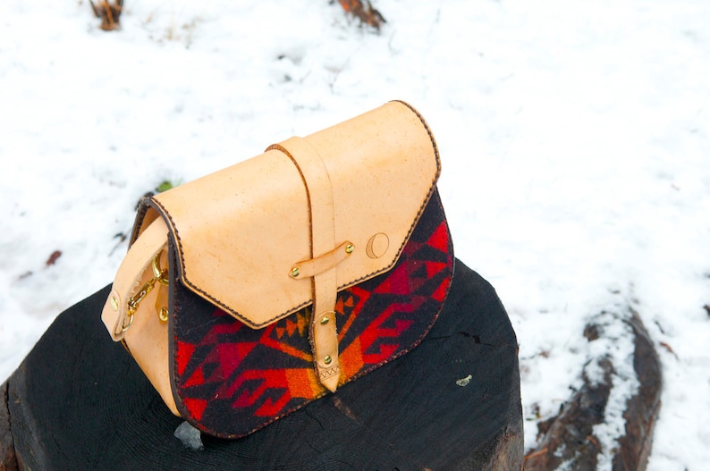 Wool Lined Saddlebag Cross Body Handcrafted in Portland Bless Leather Day Purse Hand stitched Oregon