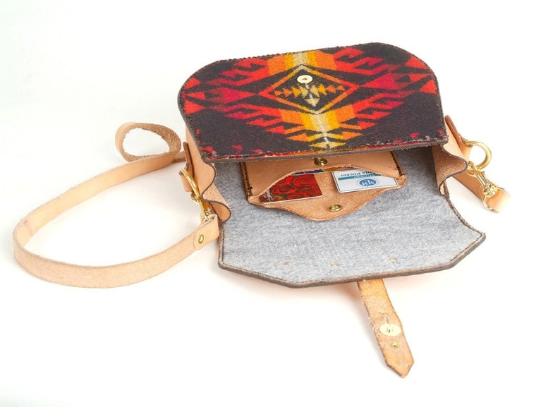 Wool Lined Saddlebag Cross Body Handcrafted in Portland Bless Leather Day Purse Hand stitched Oregon