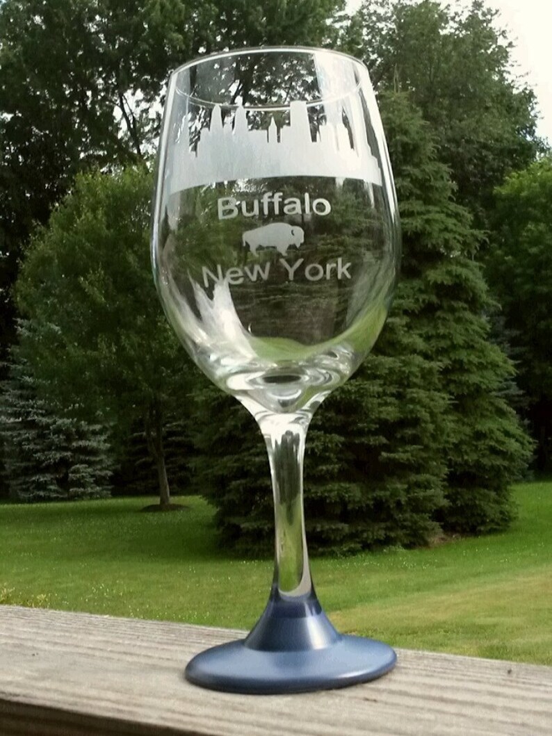 Hand Etched Buffalo NY Skyline Wine Glasses Etsy