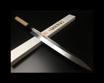 Japanese Chef Knife Aritsugu Yanagiba Honyaki 300 mm 12&quot; Blue Steel Sushi Knife Personalized Name