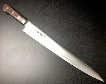 Japanese Chef's Knife ARITSUGU Carbon Steel Slicer Sujjibiki 240 mm 9.44" Kitchen Engraved Name Saya case Scabbard