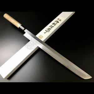 Japanese Chef Knife Aritsugu Sakimaru Takohiki Betsuuchi 270 mm 11&quot; Blue Steel Sushi Knife Personalized Name
