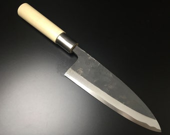 Japanese Chef Knife Aritsugu Black Deba 150 mm 6" White Steel Personalized Name Gift