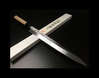 Japanese Chef Knife Aritsugu Yanagiba Honyaki 300 mm 12&quot; Blue Steel Sushi Knife Sheath Personalized Name