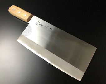 Japanese Chef Knife Aritsugu Chinese Cleaver 230 mm 9" White Steel Personalized Name Gift