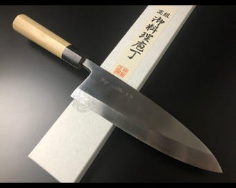 Japanese Chef Knife Aritsugu Deba Special 165 mm 6.5" White Steel Sheath Personalized Name Gift