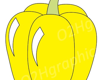 Yellow Bell Pepper Clipart, Vegetable Clipart, Vector Clipart, Instant Digital Download, PNG, JPEG, SVG, For personal and commercial use.