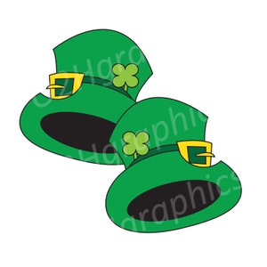 Green Leprechaun Hat Clipart, Clipart de trèfle à 4 feuilles, Mars, Scrapbooking, Illustration graphique, Clipart vectoriel, PNG, Jpeg, SVG, Téléchargement numérique