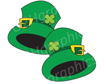 Green Leprechaun Hat Clipart, 4 Leaf Clover Clipart, March, Scrapbooking, Graphic Artwork, Vector Clipart, PNG, Jpeg, SVG, Digital Download