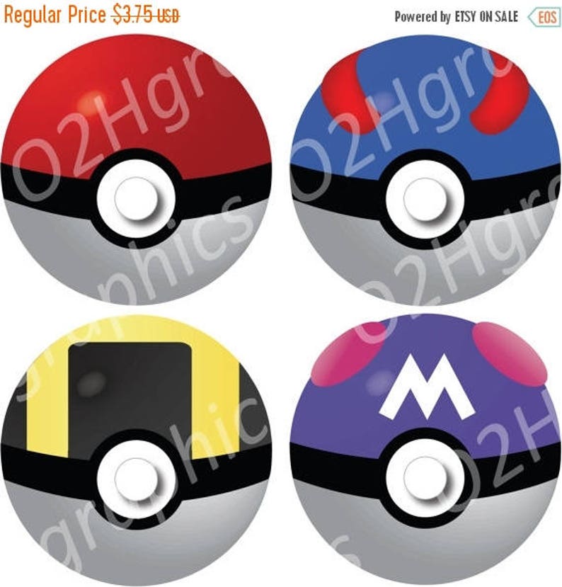 Pokemon Clipart, Pokeball Clip Art, Vector Clipart, Digital Scrapbooking, Graphic Artwork, PNG, Jpeg, SVG, Digital Clipart, Commercial Use image 1