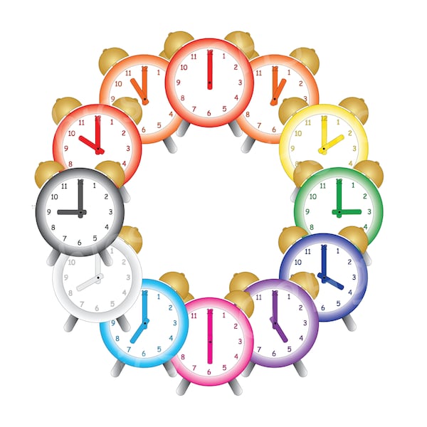 Colorful Alarm Clock Clipart, Clock Clipart, Morning, Vector Clipart, Digital Scrapbooking, PNG, Jpeg, SVG, Digital Download, Commercial