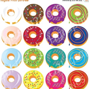 Donuts Clipart, Bakery Clipart, Vector Clipart, Digital Scrapbooking, Graphic Artwork, PNG, Jpeg, SVG, Digital Download, Commercial, Sweets