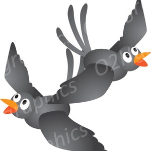 Gray Crow Clipart, Bird Clipart, Vector Clipart, Digital Scrapbooking, Graphic Artwork, PNG, Jpeg, SVG, Digital Clipart, Commercial Use