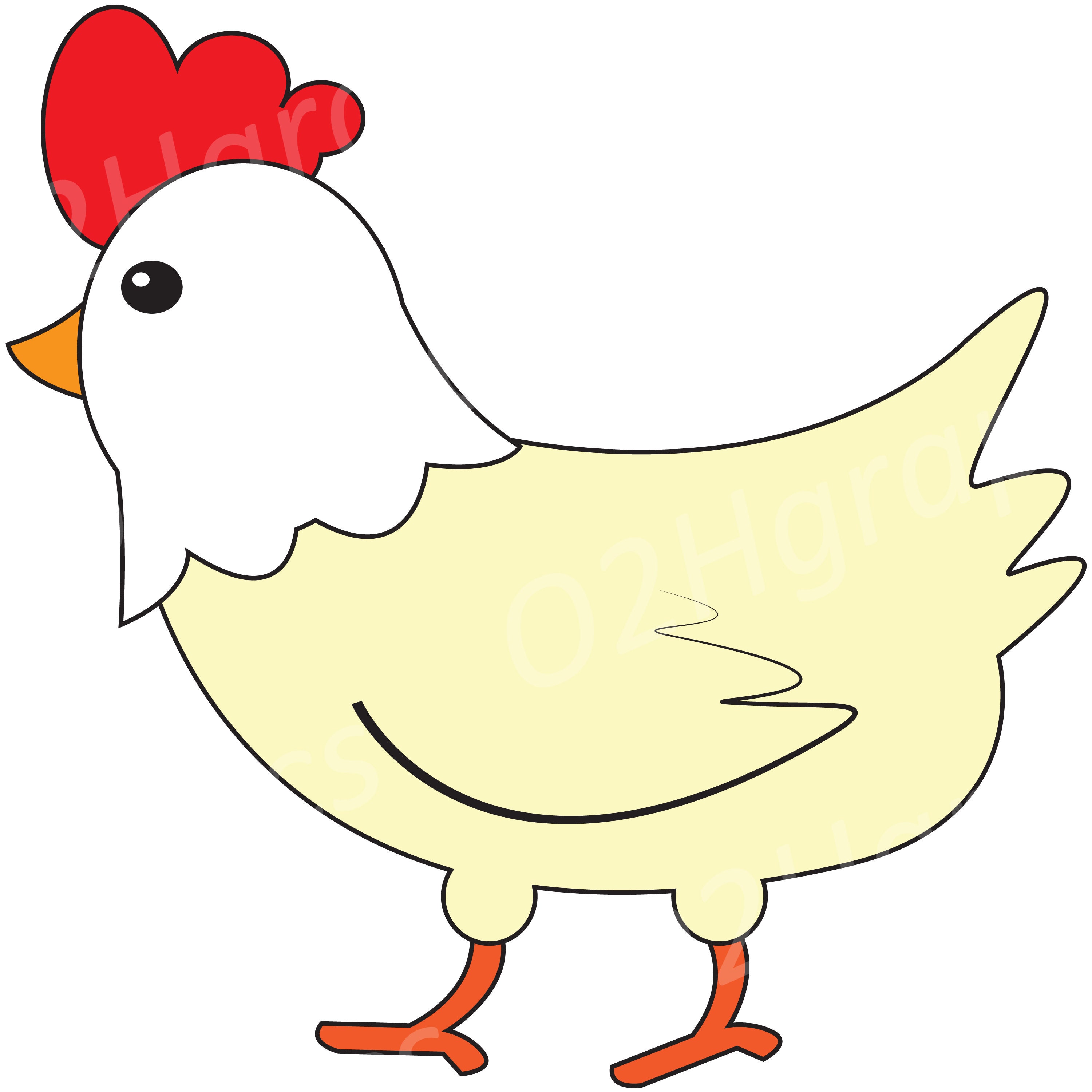 cute chicken clipart black and white