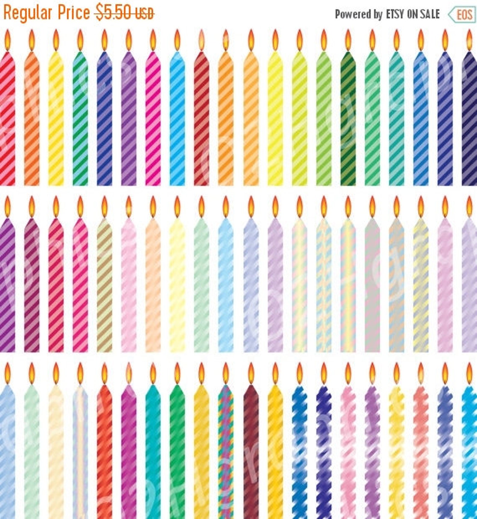 Candles Clipart, Birthday Candles Clip Art, Vector Clipart, Digital